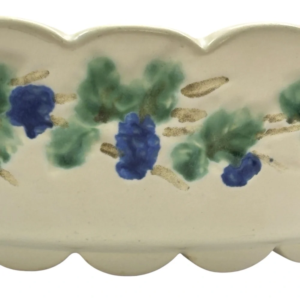 Vintage McCOY Pottery Grapevine Scalloped Bowl Flower Planter Pot Dish MCM Large